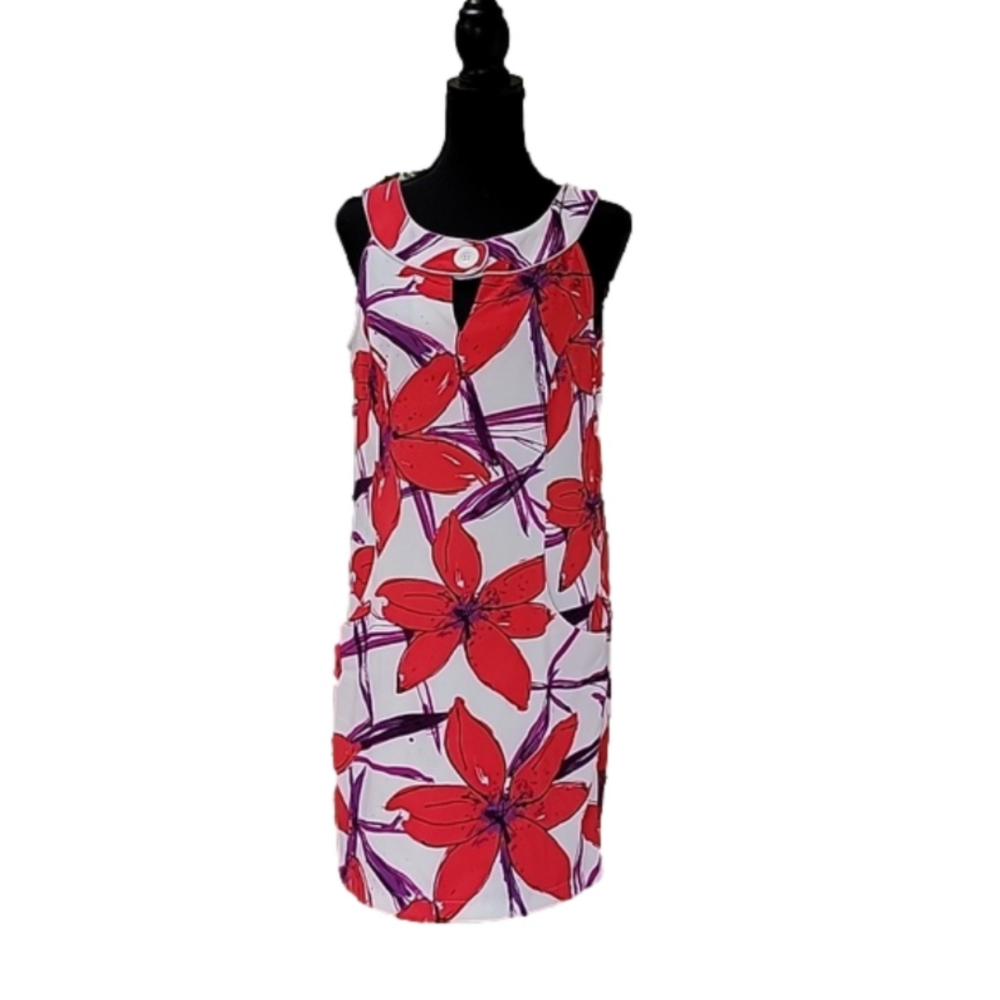 Signature by Sangria Oversized Floral Print Sheath Dress Size 10 EUC